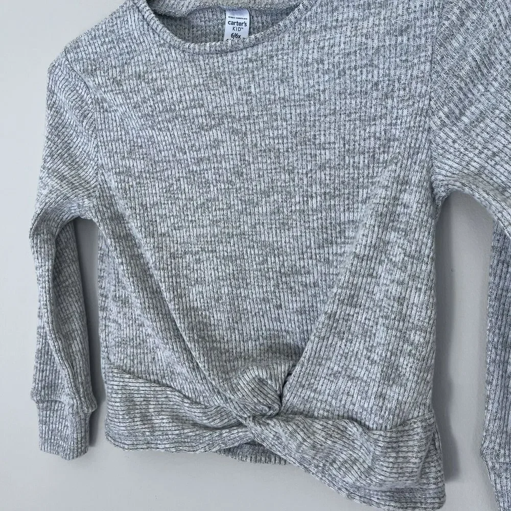 Carter's NWT New Kids Girls Softspun Twist‎ Front Ribbed Sweater Gray Size 6